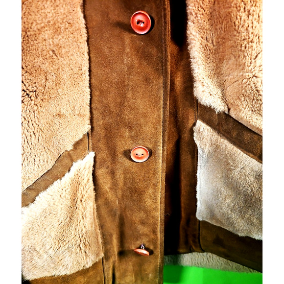 RARE Robert Lewis Vintage 70s Grizzly Shearling Jacket Suede Leather Men’s Size - Picture 14 of 15